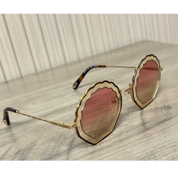 Chloé Gold Brown Geometric Round Sunglasses CH0047S main image 12